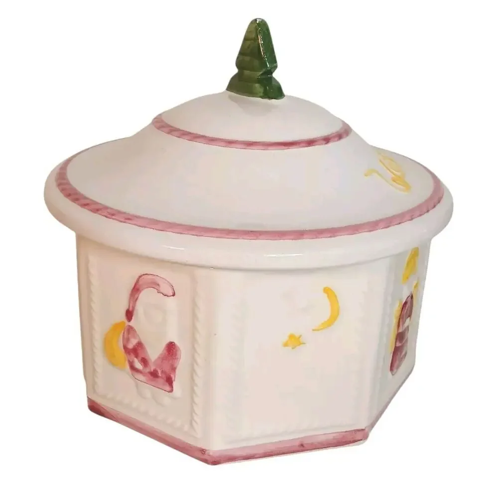 Vtg.‎ 70's German Cookie Jar Weihnachtsgeback White Christmas Decorative Storage